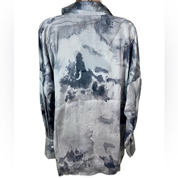 New! Oversized Tie Dye Boyfriend Button Down Long Sleeve Top & Matching Cami Bra - Picture 6 of 14